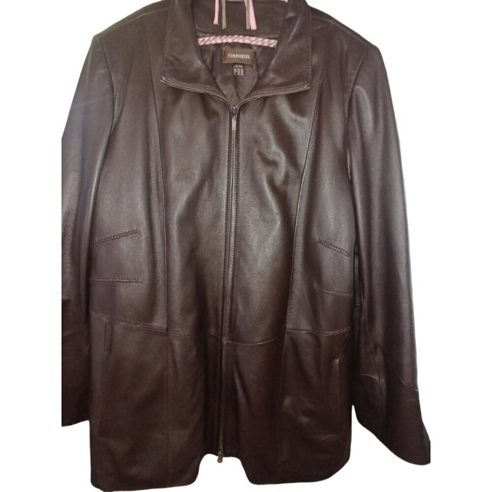 Danier Mens Leather Jacket XL Vintage Dark Brown